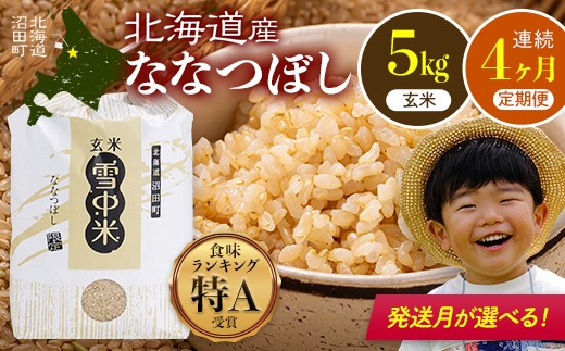 
                  令和8年産【定期便4ヶ月】ななつぼし 玄米 5kg(5kg×1袋)【発送月が選べる】開始 特Aランク米 雪冷気 籾貯蔵 雪中米 北海道 nr-2454var
                
