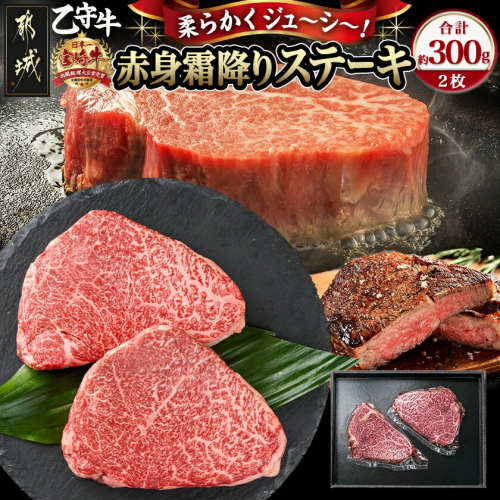 数量限定!【宮崎牛A5】≪赤身霜降り≫モモステーキ 計約300g(2枚) (乙守牛)_19-6501