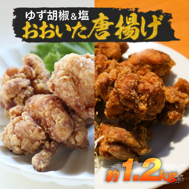 【ふるさと納税】おおいた 唐揚げ ゆず胡椒＆塩 約1.2kg 骨なし 大分 からあげ から揚げ 鶏肉 グルメ 小分け 弁当 おかず おつまみ ゆず胡椒 ゆずこしょう 塩からあげ 簡単調理 揚げるだけ 国産 食べ比べ お取り寄せ A03038