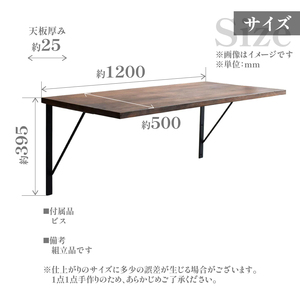 HITTITE（ヒッタイト）の壁付けデスク　W120cm、D50cm アイアン脚 木製天板 デスク 壁付けデスク 机 テーブル 勉強机 子供デスク インテリア 在宅 書斎 ヒッタイト 063-13