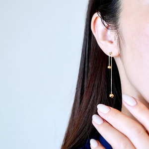 K18(18金) イエローゴールド おしゃれ 長さ調節 技あり ボール チェーン ピアス 地金  (直径3mm4mm 5mm) 保証書付 M1237-1 242-032