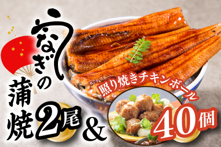 A1439.うなぎの蒲焼２尾＆照り焼きチキンボール４０個【新宮町Bセット】