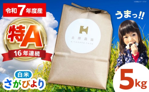 【2026年6月発送】さがびより 白米 5kg【北原農園】 [HCA022] / 特A米 特A評価 特別栽培米 特別栽培農産物 米 お米 特A 特A評価 佐賀 佐賀県産