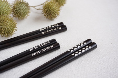 お箸 貝象嵌 モノクロ D0536 工芸品 シック シンプル おしゃれ