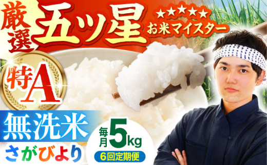 【全6回定期便】さがびより 無洗米 5kg【五つ星お米マイスター厳選】 [HBL026] 定期便 定期 特A評価 特A 佐賀 ブランド米 無洗米 ご飯 米 お米