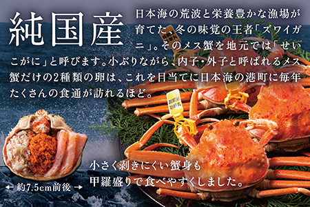 【冷凍発送・指定日着可】越前がに（メス）せいこがに 甲羅盛り(70g×2個） プロトン凍結