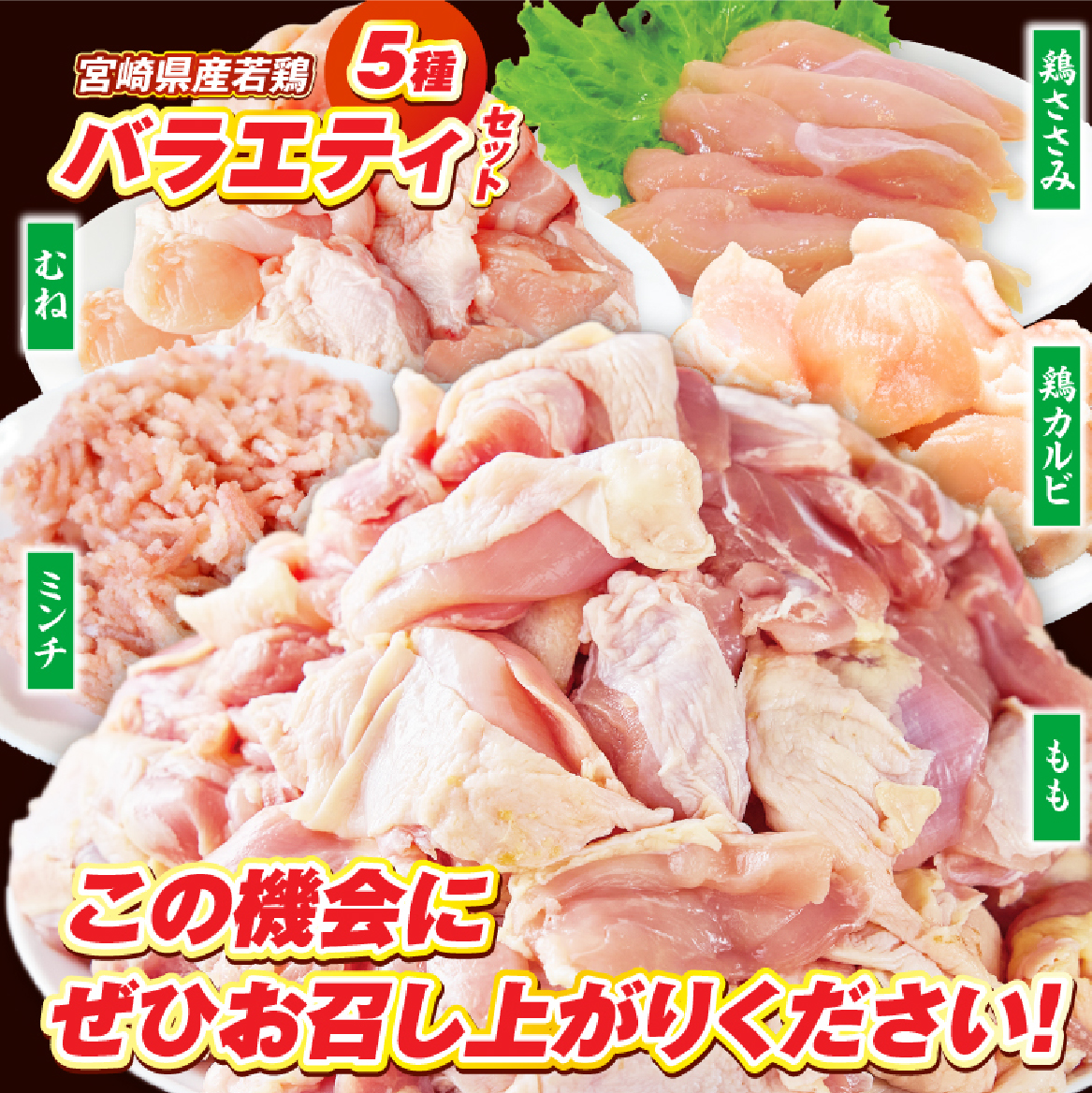 【カット済み】宮崎県産若鶏バラエティセット 計6.1kg 国産 鶏肉 若鶏 もも肉 モモ むね肉 ムネ 肩肉 ささみ ミンチ 小分け カット 冷凍_イメージ4