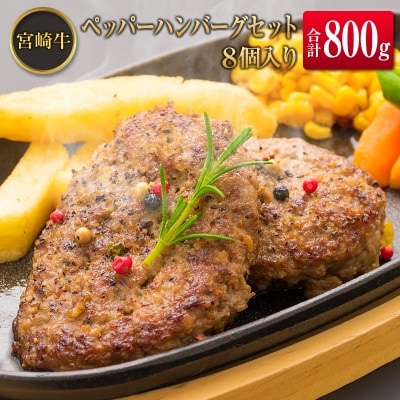 ◆宮崎牛ペッパーハンバーグセット8個入り(合計800g)