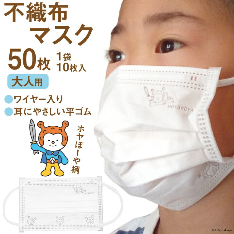 【ふるさと納税】【ホヤぼーやマスク】 不織布マスク 大人用 計50枚 10枚入 ×5袋 [気仙沼市物産振興協会 宮城県 気仙沼市 20565245] マスク 不織布 ワイヤー入り 大人用サイズ キャラクター