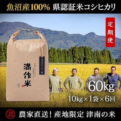 ふるさと納税 津南町 【毎月定期便】県認証特別栽培魚沼産コシヒカリ10kg (10kg×1袋)×6回 合計60kg全6回
