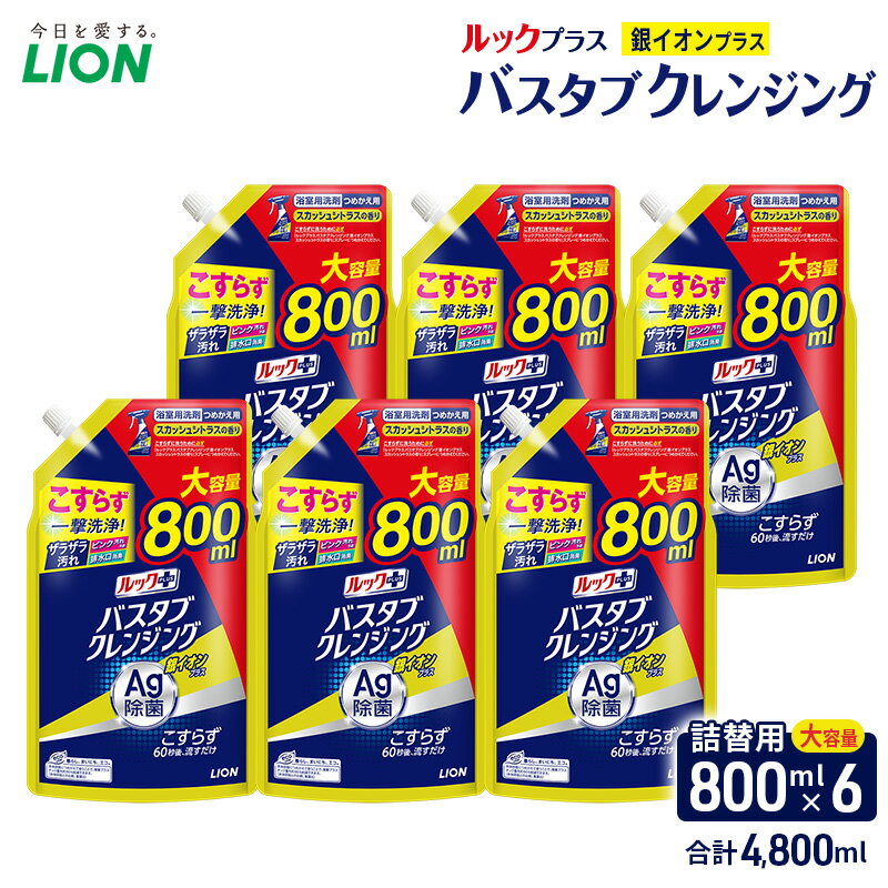 【ふるさと納税】ルックプラス　バスタブクレンジング銀イオンプラス　スカッシュシトラスの香り（詰め替え大×6個）おふろ用 詰替 日用品 消耗品 お風呂用洗剤 バスタブ洗剤 詰め替え用 銀イオン配合 除菌