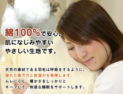 羽毛布団【DL（ダブルロング）】ハンガリー産ホワイトダックダウン85％ 無地