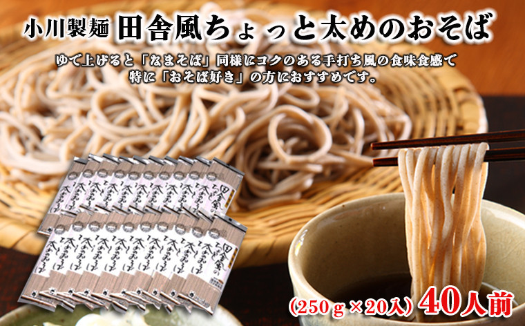 
【小川製麺】田舎風ちょっと太めのおそば 250g×20入(約40人前) FZ18-428
