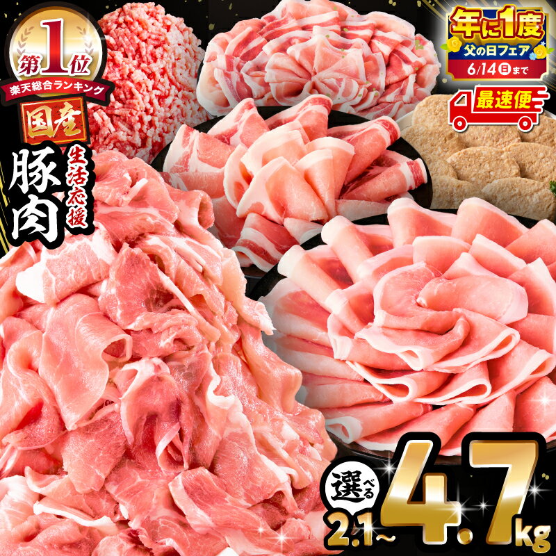 生活応援！ 大満足 豚肉 バラエティ セット 4.5kg ミヤチク 豚ロース 切り落とし ミンチ 《レビューキャンペーン》肉 豚 赤身 宮崎県産 国産 スライス 生姜焼き しゃぶしゃぶ ハンバーグ 訳あり 小分け 使い勝手 冷凍 グルメ 宮崎県 宮崎市 送料無料