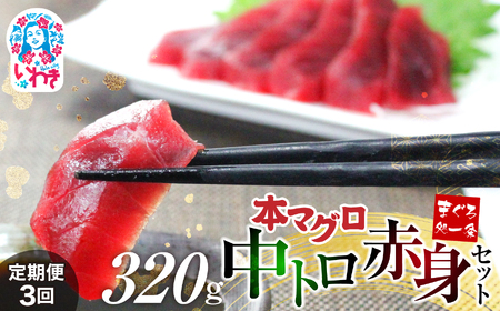 【定期便/計3回】本マグロ中トロ赤身セット320g（計960g）【DG013-t3】