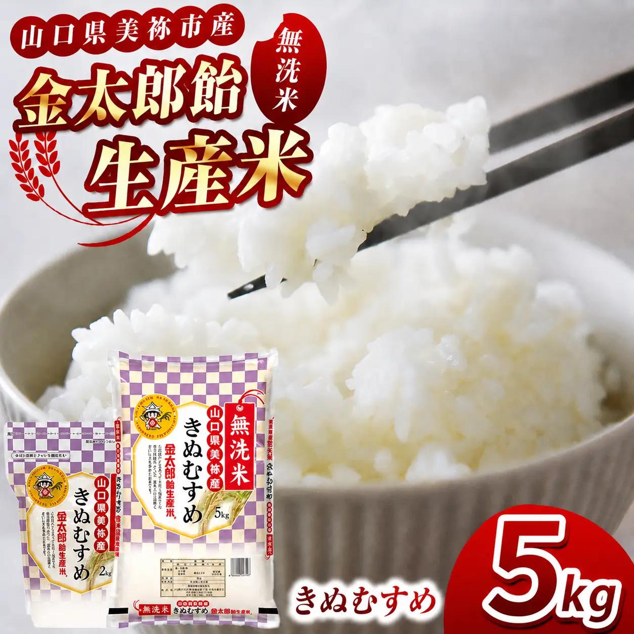 令和7年産 無洗米 金太郎飴生産米 きぬむすめ 山口美祢産 5kg