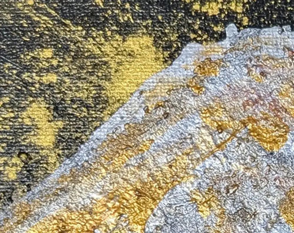 絵画 富士山溶岩パワーアート「黄金と銀嶺の開運富士」 絵画
