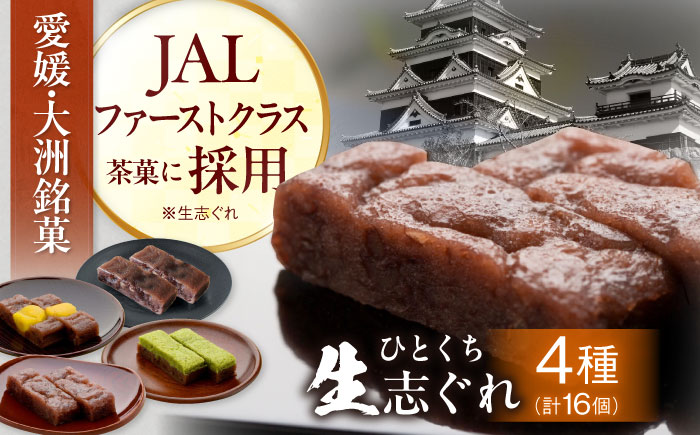 【お中元対象】大洲銘菓 ひとくち生志ぐれ 4種16個入り　ギフト箱入り 愛媛県大洲市/有限会社冨永松栄堂 和菓子 おやつ 茶菓子 お茶請け ギフト [AGCB010]