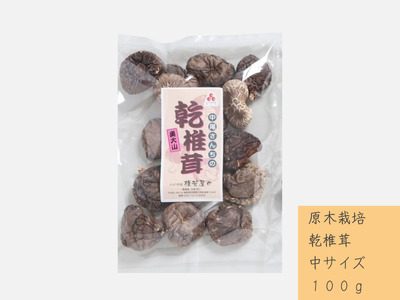 中尾さんちの乾椎茸 中 原木栽培  普通サイズ 100g 1袋 干しシイタケ / SAC中尾 椎茸屋 0787