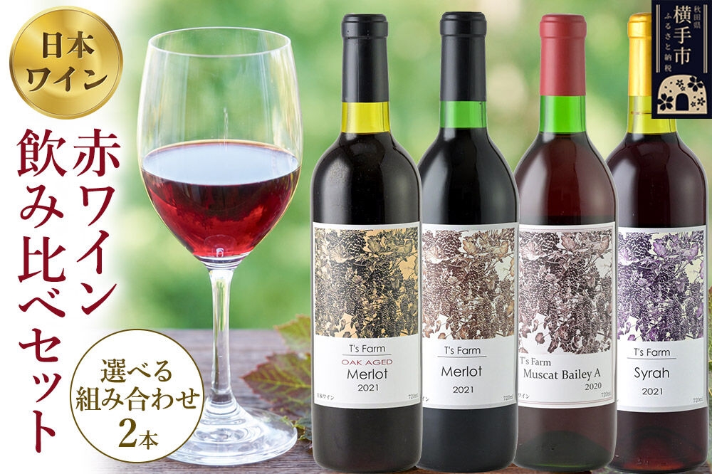 
                  赤ワイン 飲み比べ 2本セット 720ml 【選べる組み合わせ マスカットベーリーA ／シラー／メルロー樽熟成／メルロー】 [赤ワイン お酒 飲み比べ 秋田県産]
                