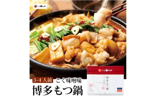 博多もつ鍋やまやのもつ鍋セット こく味噌味(3～4人前)(水巻町)【1654192】