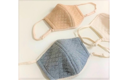 マスク　オーガニックコットン中綿以外使用 キルト立体マスク 各1色3個セット【canl0006】