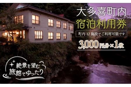 W01023 大多喜町内宿泊利用券3000円分 1枚 / 旅館でゆっくり宿泊利用券 千葉県宿泊利用券 ふるさと納税宿泊利用券 