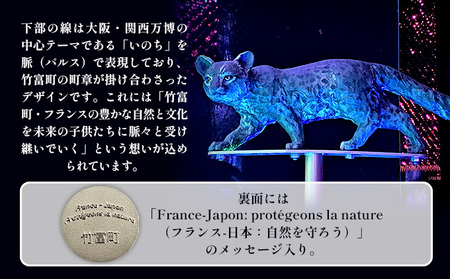 竹富町公式サステナブルマークピンバッジ【グリーン】（マグネットタイプ）｜大阪・関西万博フランス館イリオモテヤマネコ像