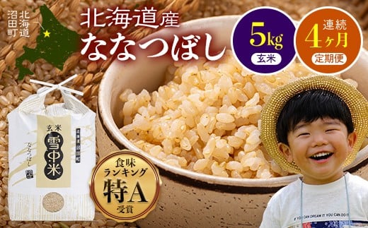 
            【定期便4ヶ月】ななつぼし 玄米 5kg(5kg×1袋) 2026年5月発送開始 特Aランク米 令和7年産 雪冷気 籾貯蔵 雪中米 北海道 nr-1161
          
