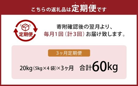 【3ヶ月定期便】 無洗米 食味鑑定士厳選 夢つくし 20kg（5kg×4袋）×3回 計60kg お米 米 白米 食品 ご飯 飯 九州 福岡県 香春町 令和7年
