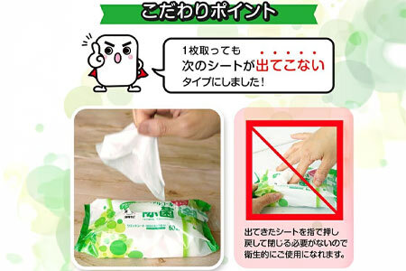 アラクリーネ ノンアルコール除菌シート (60枚×8P)×6袋