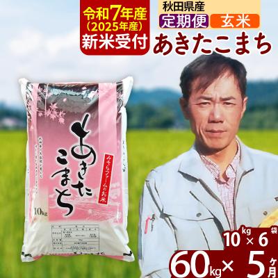 ふるさと納税 北秋田市 R7年産 新米受付《定期便5ヶ月》秋田県産あきたこまち60kg【玄米】|msrf-21305