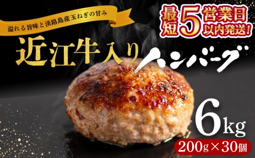 【スピード発送】 近江牛 入り ハンバーグ 6kg(200g×30個)