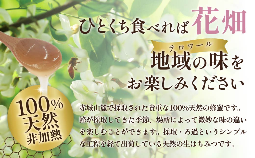 天然はちみつ 赤城山の愛 アカシアはちみつ 180g×２｜天然 生 生はちみつ はちみつ 国産 朝食 華やか テロワール 地域性 花 国産 非加熱 甘い 天然 群馬県 前橋市