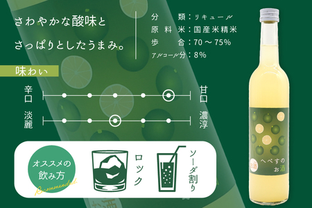 お酒 へべすのお酒 500ml 2本 セット 計 1L [千徳酒造 宮崎県 日向市 452060745] 1000ml 甘口 へべす 酒 清酒 日本酒 リキュール 宮崎 さっぱり