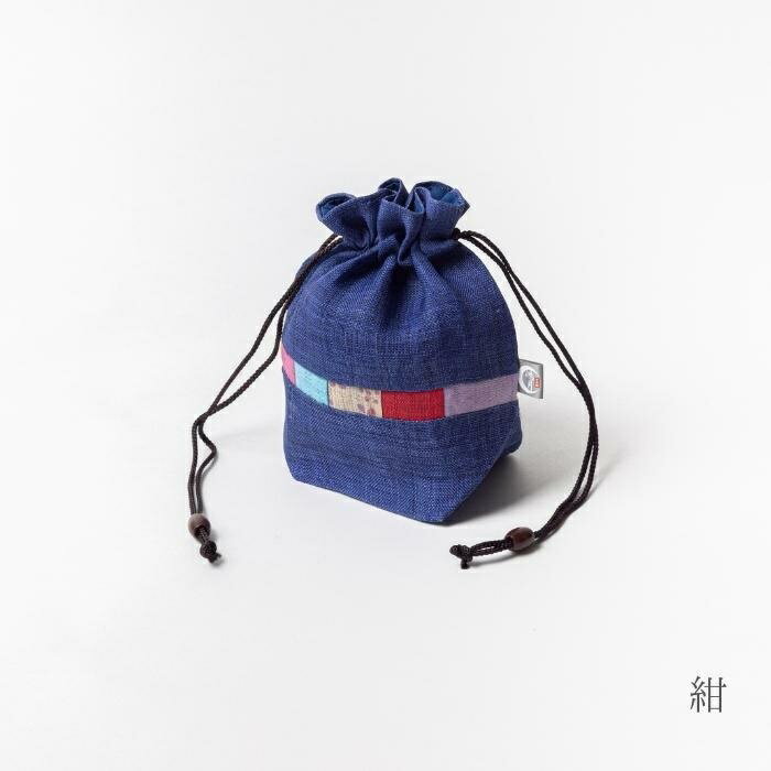 【ふるさと納税】巾着袋 鴻月 バルーンシルエット型ポーチ 紺 KOOKB1 麻 ポーチ 巾着 ファッション おしゃれ 和装 浴衣 着物 丸い かわいい ギフト プレゼント 贈答品 お礼の品 (スケーター 株式会社) 奈良県 奈良市 なら 11-042