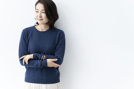 カシミヤ ニット セーター 女性用サイズ:L(40)カシミヤ (ブルー)≪白田のカシミヤ≫ 