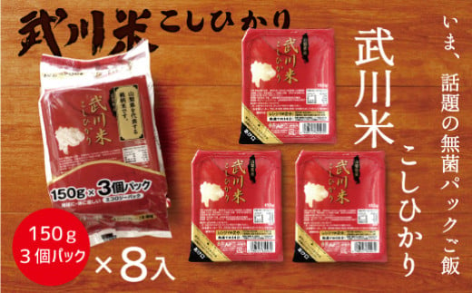 
            山梨県産 武川米 こしひかり 無菌パックご飯 150g×24食分（計3.6kg） 115-005
          