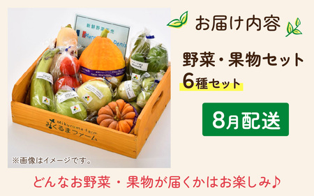 朝どれ 旬な野菜 果物セット 6種類セット【お届け対象月8月】　農薬・化学肥料不使用