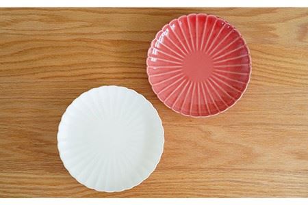 【波佐見焼】花しのぎ ペア 大皿 プレート (白鼠・薄赤) 食器 皿 【団陶器】 [PB79] 波佐見焼