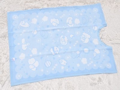 クリ衿 ベビー綿毛布(毛羽部分) 宇宙柄 ブルー 85×115cm 毛布の町泉大津市産 [3348]