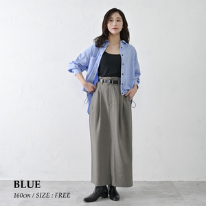 【THE INDUSTRY WORKS】 裾ドロストタイプライターシャツ（ブルー）・1着　TIW-W035（74-27-BL） レディース カジュアルシャツ