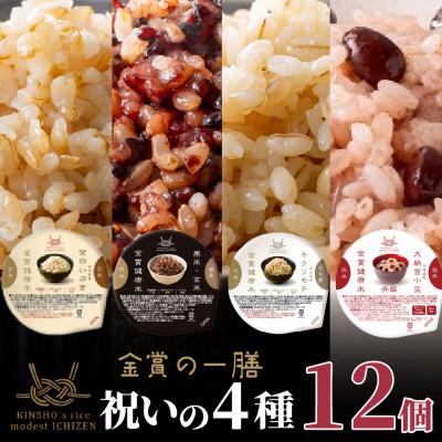 ふるさと納税 松原市 ご飯パック 金賞健康米 祝いの4種セット(玄米・雑穀) 12個