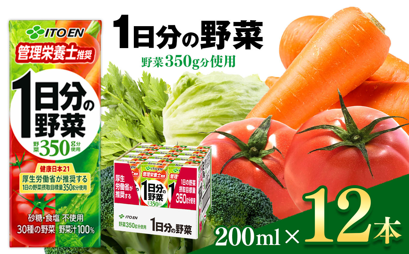 
【定期便2回】１日分の野菜２００ｍｌ　１２本入り 伊藤園 | 野菜 ジュース セット 飲料 健康 食品 砂糖 食塩 不使用 環境に優しい 長期常温可能 長野県 松本市 信州産 ふるさと納税
