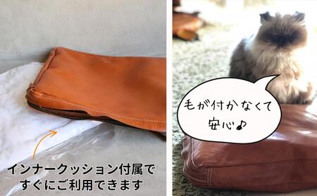 【革工房Japlish】衛生的な本革クッションカバー【ブラック】インナークッション付属＜福岡市の本革製品＞