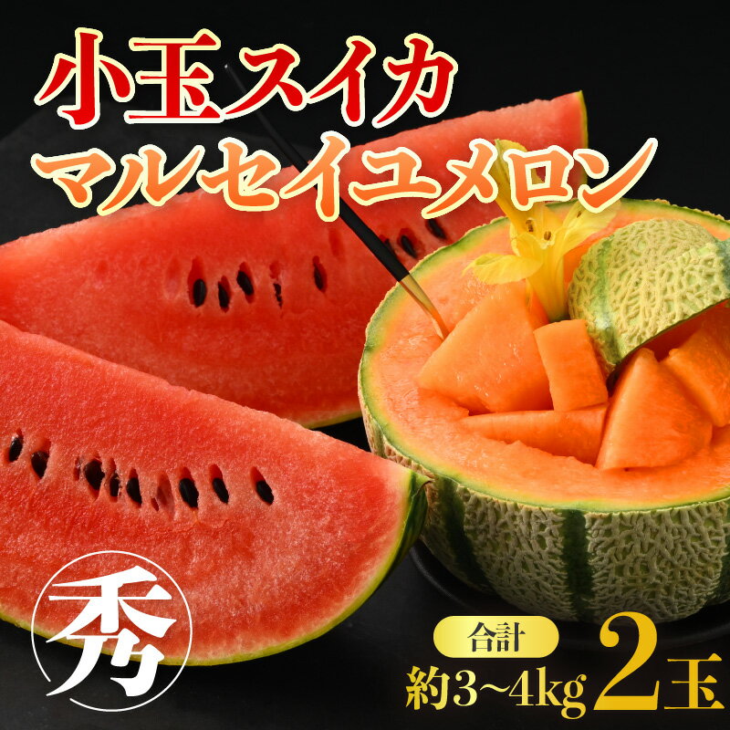 【ふるさと納税】【先行予約】小玉スイカ マルセイユメロン セット 計2玉入（約3kg～4kg）秀品 ／ 期間限定 数量限定 果物 フルーツ 夏 人気 西瓜 産地直送 有機肥料 低農薬 ※2024年6月発送