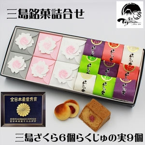 三島ざくら6個・らくじゅの実9個詰め合わせ【和菓子　お菓子　桃山風　栗餡　紫蘇餡　黒糖餡　さくら　桜　饅頭　カステラ　スイーツ　お祝い　ご挨拶　ギフト　詰め合わせ　静岡県　三島市】