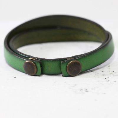 ふるさと納税 大津市 【イタリアンレース】オシャレに決まる!牛革　レザーブレスレット　ハンドメイド品　ベルトカラー:緑