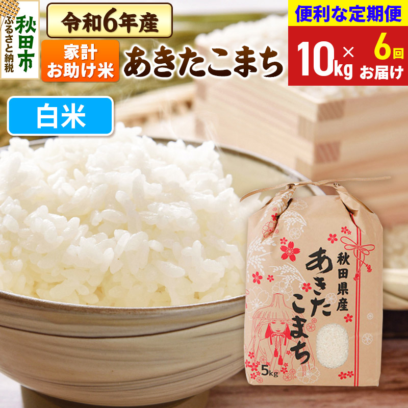 《定期便6ヶ月》 あきたこまち 家計お助け米 10kg(5kg×2袋) 令和6年産 新米  【白米】秋田県産