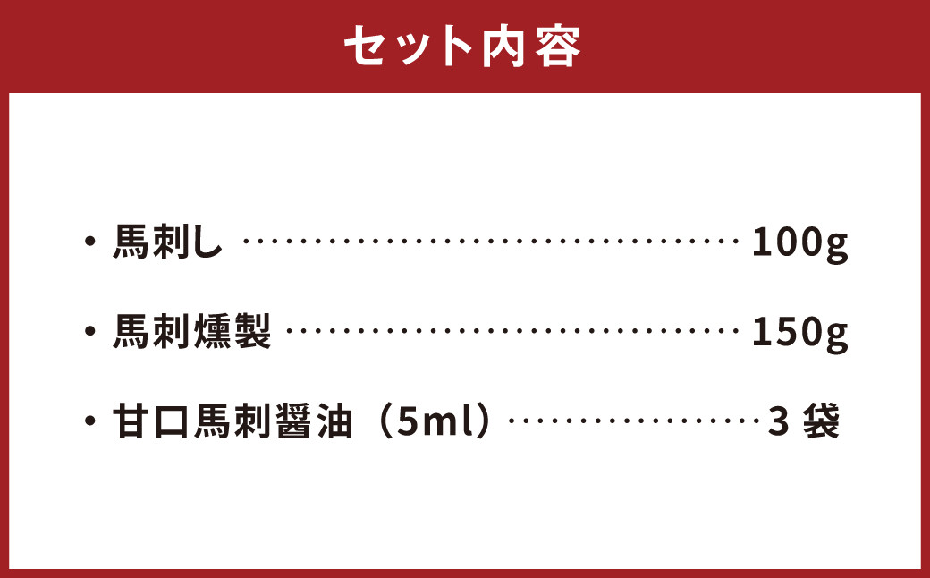 完全熊本県産 馬刺し赤身と馬刺燻製の250gセット